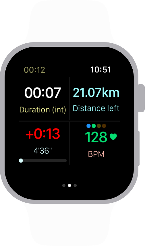 Screenshot of an active workout in Lubba app running slower than target pace